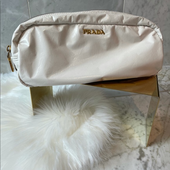 Prada Handbags - 🤍Prada White Vinyl Cosmetic Case Faux Patent